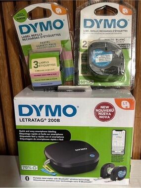 Dymo LetraTag 200B Label Maker with Black Body and Green Accents